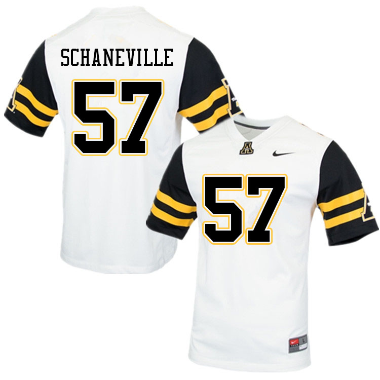 Men #57 Trey Schaneville Appalachian State Mountaineers College Football Jerseys Sale-White